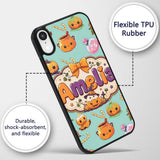 Cute Kawaii Halloween Pumpkin Candy Scarecrow Custom Name Protective Phone Case Mobile Cover Durable Everyday Smartphone Shock Resistant