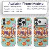 Cute Kawaii Halloween Pumpkin Candy Scarecrow Custom Name Protective Phone Case Mobile Cover Durable Everyday Smartphone Shock Resistant