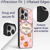 Cute Kawaii Halloween Pumpkin Candy Scarecrow Custom Name Protective Phone Case Mobile Cover Durable Everyday Smartphone Shock Resistant