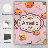 Personalised Name Cute Kawaii Halloween Custom  Modern Room Accent Elegant Feature Canvas Wall Art Print Decor Picture Ready to Hang