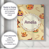 Personalised Name Cute Halloween Pumpkin Custom  Unique Gift Idea Elegant Feature Canvas Wall Art Print Decor Picture Ready to Hang