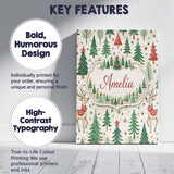 Personalised Name Christmas Reindeer Pine Tree Scandinavian Festive Custom Canvas Wall Art Print Decor Picture Ready to Hang