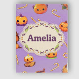 Personalised Name Cute Halloween Pumpkin Custom  Unique Gift Idea Elegant Feature Canvas Wall Art Print Decor Picture Ready to Hang