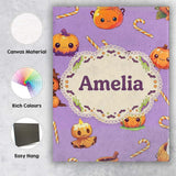 Personalised Name Cute Halloween Pumpkin Custom  Unique Gift Idea Elegant Feature Canvas Wall Art Print Decor Picture Ready to Hang