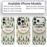 Christmas Reindeer Pine Tree Scandinavian Festive Custom Name Protective Phone Case Mobile Cover Durable Everyday Smartphone Shock Resistant