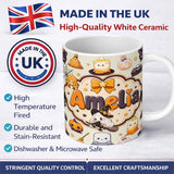 Personalized Custom Name Cute Kawaii Witch Spider Candle Moon Seamless Pattern Cream 11oz Ceramic Coffee Tea Mug White Large Handle