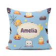 Custom Name Cute Kawaii Spider Candle Moon Seamless Pattern Blue Square Filled Cushion Throw Pillow Sofa Bed Home Decor Zip Washable UK Made