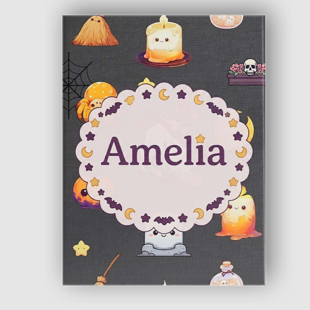 Personalised Name Cute Kawaii Witch Spider Custom  Unique Gift Idea Elegant Feature Canvas Wall Art Print Decor Picture Ready to Hang