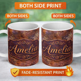 Personalized Custom Name Heavy Rust Corrosion Texture Seamless Pattern Industrial Surface 11oz Ceramic Coffee Tea Mug White Large Handle