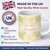 Personalized Custom Name Cute Baby Dinosaur Egg Cartoon Animal Pattern Cute Unique Gift 11oz Ceramic Coffee Tea Mug White Large Handle