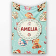 Cute Christmas Cats Teddy Bear Baubles on Teal Background Seamless  Personalised Custom Name Super Soft Fleece Blanket Bed Sofa Throw