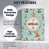 Personalised Name Cute Christmas Cats Teddy Custom  Bespoke Interior Contemporary Canvas Wall Art Print Decor Picture Ready to Hang