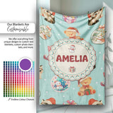 Cute Christmas Cats Teddy Bear Baubles on Teal Background Seamless  Personalised Custom Name Super Soft Fleece Blanket Bed Sofa Throw