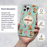 Cute Christmas Cats Teddy Bear Baubles on Teal Custom Name Protective Phone Case Mobile Cover Durable Everyday Smartphone Shock Resistant