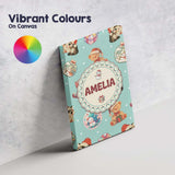 Personalised Name Cute Christmas Cats Teddy Custom  Bespoke Interior Contemporary Canvas Wall Art Print Decor Picture Ready to Hang