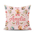 Custom Name Cute Cats Teddy Bear Baubles on Soft Pink Background Square Filled Cushion Throw Pillow Sofa Bed Home Decor Zip Washable UK Made