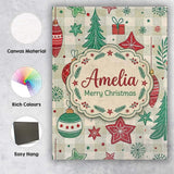 Personalised Name Christmas Ornaments Trees Snowflakes Checkered Custom  Interior Canvas Wall Art Print Decor Picture Ready to Hang