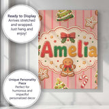 Personalised Name Gingerbread Man Cookies Custom  Unique Gift Idea Elegant Feature Canvas Wall Art Print Decor Picture Ready to Hang