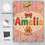 Personalised Name Gingerbread Man Cookies Custom  Unique Gift Idea Elegant Feature Canvas Wall Art Print Decor Picture Ready to Hang