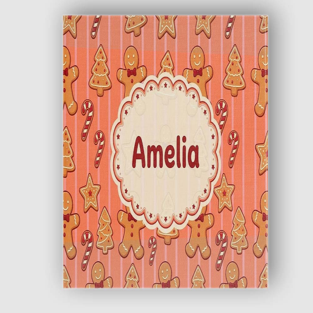 Personalised Name Gingerbread Man Cookies Custom  Unique Gift Idea Elegant Feature Canvas Wall Art Print Decor Picture Ready to Hang