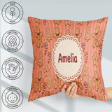 Custom Name Gingerbread Man Cookies Candy Cane on Orange Stripe Square Filled Cushion Throw Pillow Sofa Bed Home Decor Zip Washable UK Made