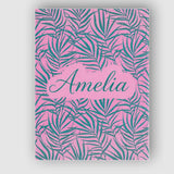 Personalised Name Bold Tropical Leaves Pink Green Abstract Seamless Custom Canvas Wall Art Print Decor Picture Ready to Hang