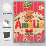 Personalised Name Gingerbread Man Cookies Custom  Unique Gift Idea Elegant Feature Canvas Wall Art Print Decor Picture Ready to Hang