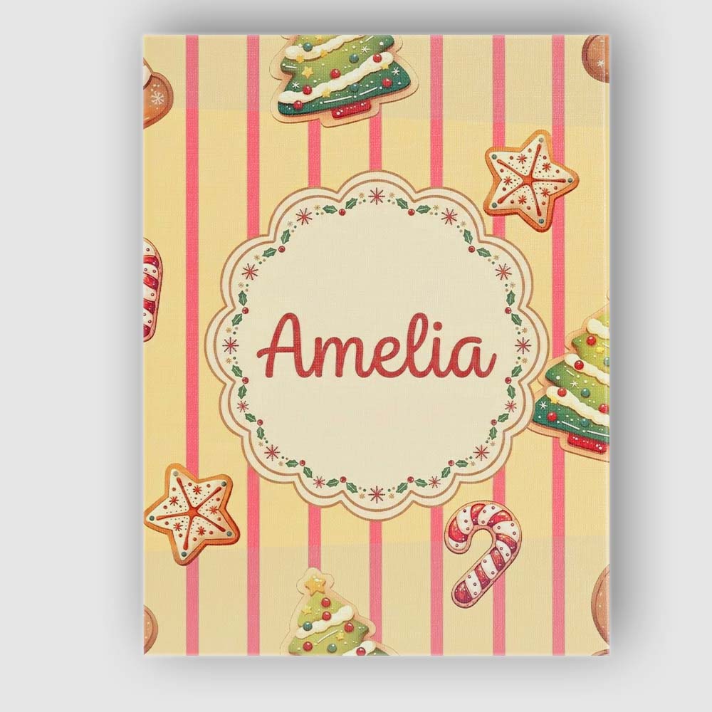 Personalised Name Gingerbread Man Cookies Custom  Unique Gift Idea Elegant Feature Canvas Wall Art Print Decor Picture Ready to Hang