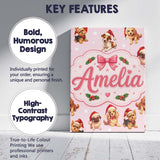 Personalised Name Christmas Puppies Santa Custom  Unique Gift Idea Elegant Feature Canvas Wall Art Print Decor Picture Ready to Hang