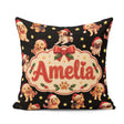 Custom Name Christmas Puppies Santa Hat on Black Star Background Square Filled Cushion Throw Pillow Sofa Bed Home Decor Zip Washable UK Made