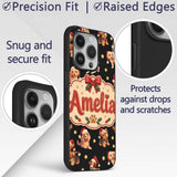 Cute Christmas Puppies Santa Hat on Black Star Custom Name Protective Phone Case Mobile Cover Durable Everyday Smartphone Shock Resistant