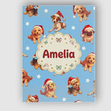 Personalised Name Cute Christmas Puppies Custom  Unique Gift Idea Elegant Feature Canvas Wall Art Print Decor Picture Ready to Hang