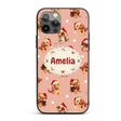 Cute Christmas Puppies Santa Hat on Soft Peach Custom Name Protective Phone Case Mobile Cover Durable Everyday Smartphone Shock Resistant