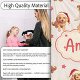 Cute Christmas Puppies Santa Hat on Light Cream Background Seamless  Personalised Custom Name Super Soft Fleece Blanket Bed Sofa Throw