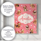 Personalised Name Cute Christmas Puppies Custom  Unique Gift Idea Elegant Feature Canvas Wall Art Print Decor Picture Ready to Hang