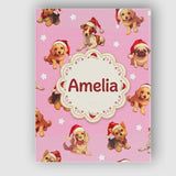 Personalised Name Cute Christmas Puppies Custom  Unique Gift Idea Elegant Feature Canvas Wall Art Print Decor Picture Ready to Hang