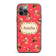 Cute Christmas Puppies Santa Hat on Bright Red Custom Name Protective Phone Case Mobile Cover Durable Everyday Smartphone Shock Resistant