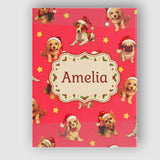 Personalised Name Cute Christmas Puppies Custom  Unique Gift Idea Elegant Feature Canvas Wall Art Print Decor Picture Ready to Hang