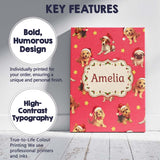 Personalised Name Cute Christmas Puppies Custom  Unique Gift Idea Elegant Feature Canvas Wall Art Print Decor Picture Ready to Hang