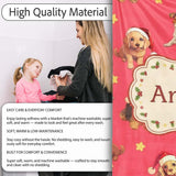 Cute Christmas Puppies Santa Hat on Bright Red Background Seamless  Personalised Custom Name Super Soft Fleece Blanket Bed Sofa Throw