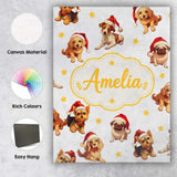 Personalised Name Cute Christmas Puppies Custom  Unique Gift Idea Elegant Feature Canvas Wall Art Print Decor Picture Ready to Hang