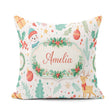 Custom Name Snowman Reindeer Wreath Winter Cute Seamless Pattern Square Filled Cushion Throw Pillow Sofa Bed Home Decor Zip Washable UK Made