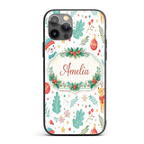 Snowman Reindeer Wreath Winter Christmas Cute Custom Name Protective Phone Case Mobile Cover Durable Everyday Smartphone Shock Resistant