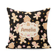 Custom Name Gingerbread Candy House on Black Background Seamless Square Filled Cushion Throw Pillow Sofa Bed Home Decor Zip Washable UK Made