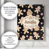 Personalised Name Cute Gingerbread Cookies Custom  Unique Gift Idea Elegant Feature Canvas Wall Art Print Decor Picture Ready to Hang