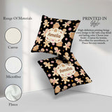 Custom Name Gingerbread Candy House on Black Background Seamless Square Filled Cushion Throw Pillow Sofa Bed Home Decor Zip Washable UK Made