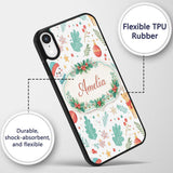 Snowman Reindeer Wreath Winter Christmas Cute Custom Name Protective Phone Case Mobile Cover Durable Everyday Smartphone Shock Resistant