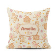 Custom Name Cute Gingerbread Cookies Candy House on Soft Cream Square Filled Cushion Throw Pillow Sofa Bed Home Decor Zip Washable UK Made