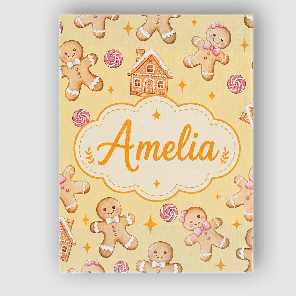 Personalised Name Cute Gingerbread Cookies Custom  Unique Gift Idea Elegant Feature Canvas Wall Art Print Decor Picture Ready to Hang