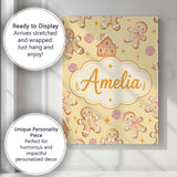 Personalised Name Cute Gingerbread Cookies Custom  Unique Gift Idea Elegant Feature Canvas Wall Art Print Decor Picture Ready to Hang